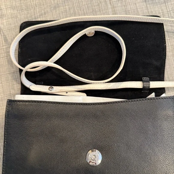 Furla Leather Black and White Clutch with removable crossbody/shoulder strap - Picture 7 of 12